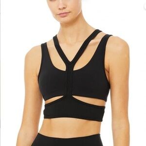 ALO Yoga Trackie Long Line Yoga Bra in Black